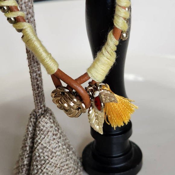 3 Nature Themed Cord Bracelets - Gold Tone Charms & Tassel - BFF, Sisters, Gift - Picture 4 of 10